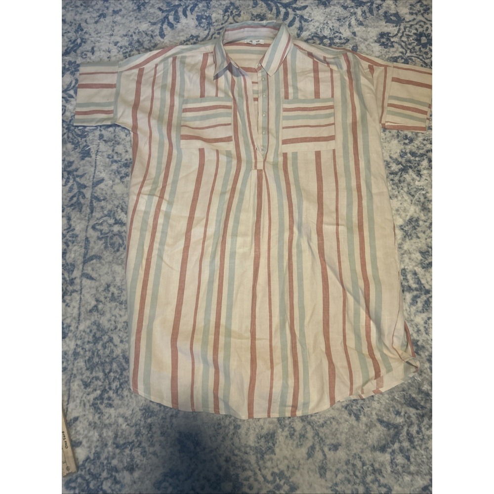 Madewell Women's Dress Size L Chambray Linen Blend Striped